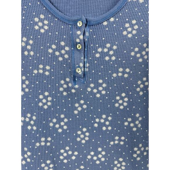 Splendid Preppy Snowflake Holiday Pima & Modal Cotton Henley Waffle Knit Thermal - Picture 3 of 7